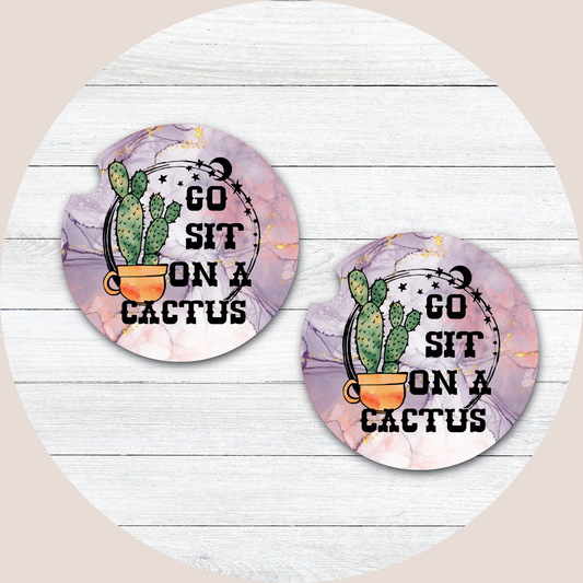 Go Sit on a Cactus Neoprene Car Coaster