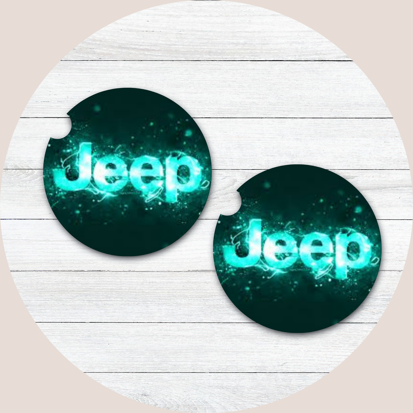 Jeep - Teal Electric Neoprene Car Coaster