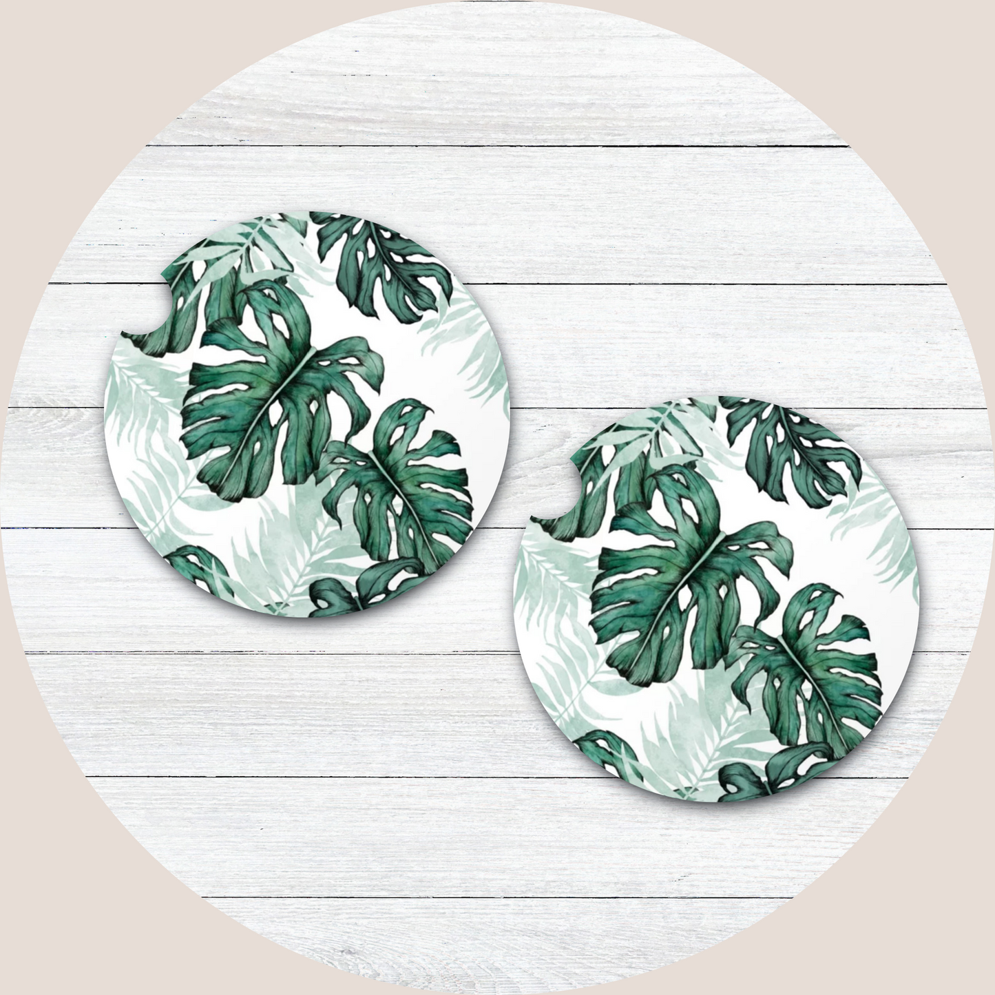 Monstera Neoprene Car Coaster