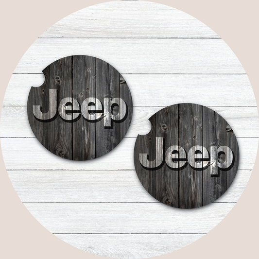 Jeep Wood Neoprene Car Coaster