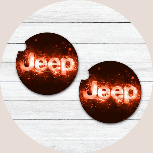 Jeep - Red Electric Neoprene Car Coaster