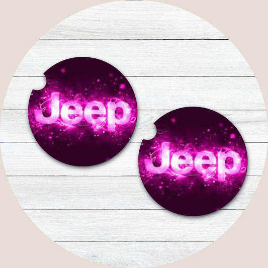 Jeep - Pink Electric Neoprene Car Coaster