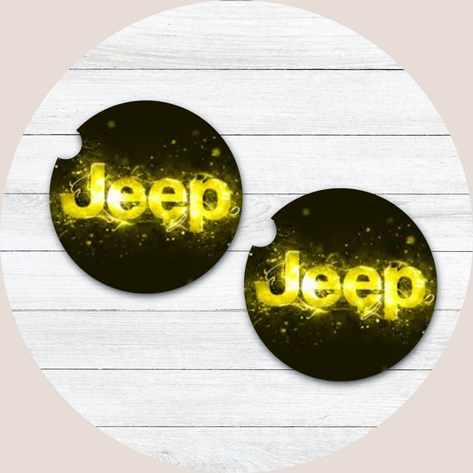 Jeep - Yellow Electric Neoprene Car Coaster