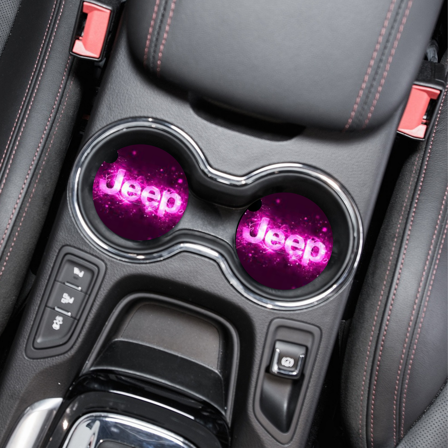 Jeep - Pink Electric Neoprene Car Coaster