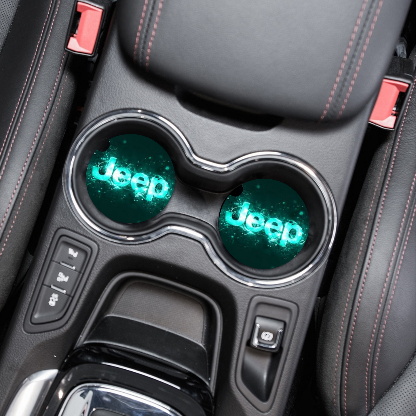 Jeep - Teal Electric Neoprene Car Coaster