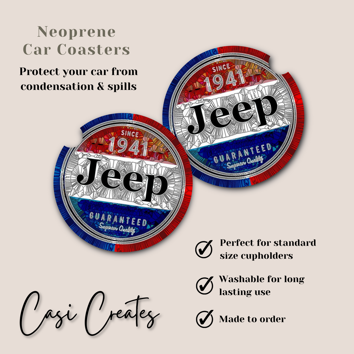 Jeep Neoprene Car Coaster