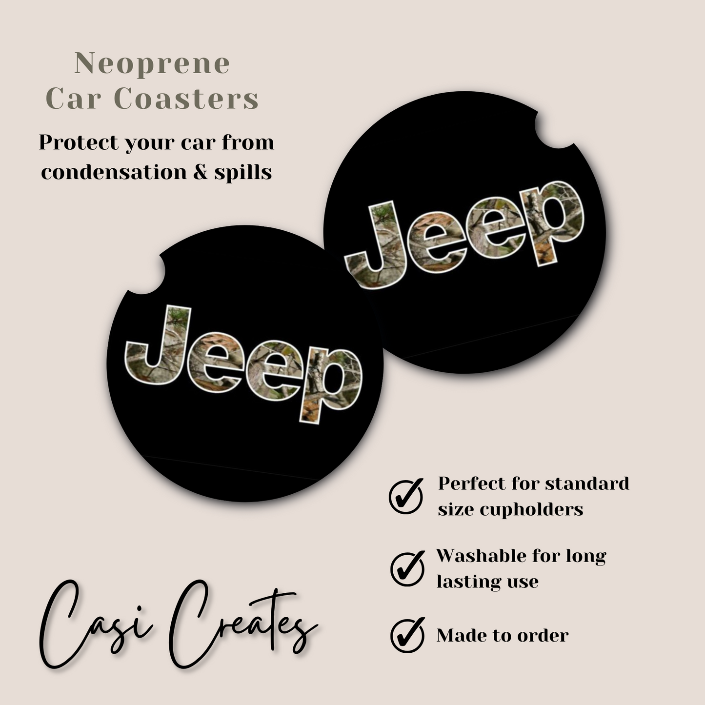 Jeep - Camo Neoprene Car Coaster