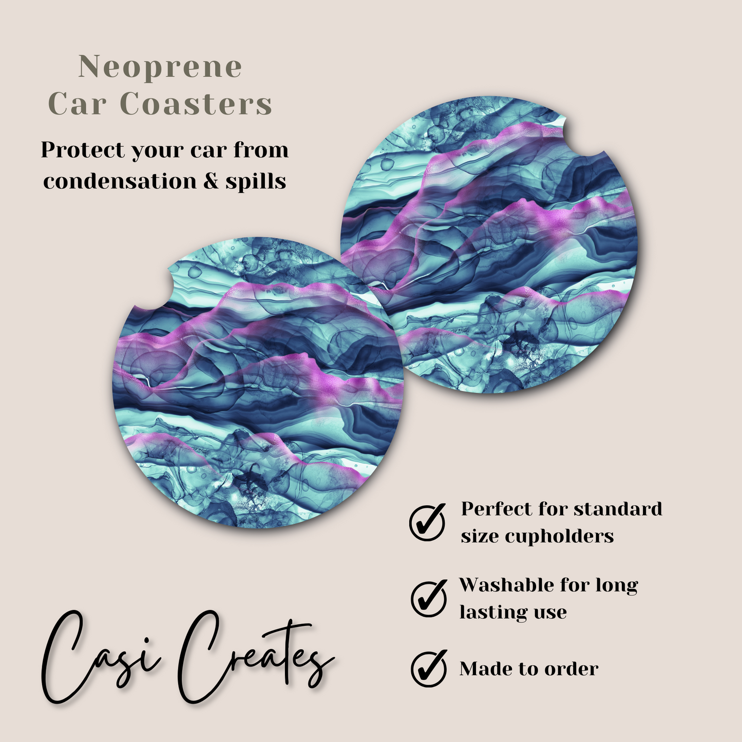 Watercolor Neoprene Car Coaster