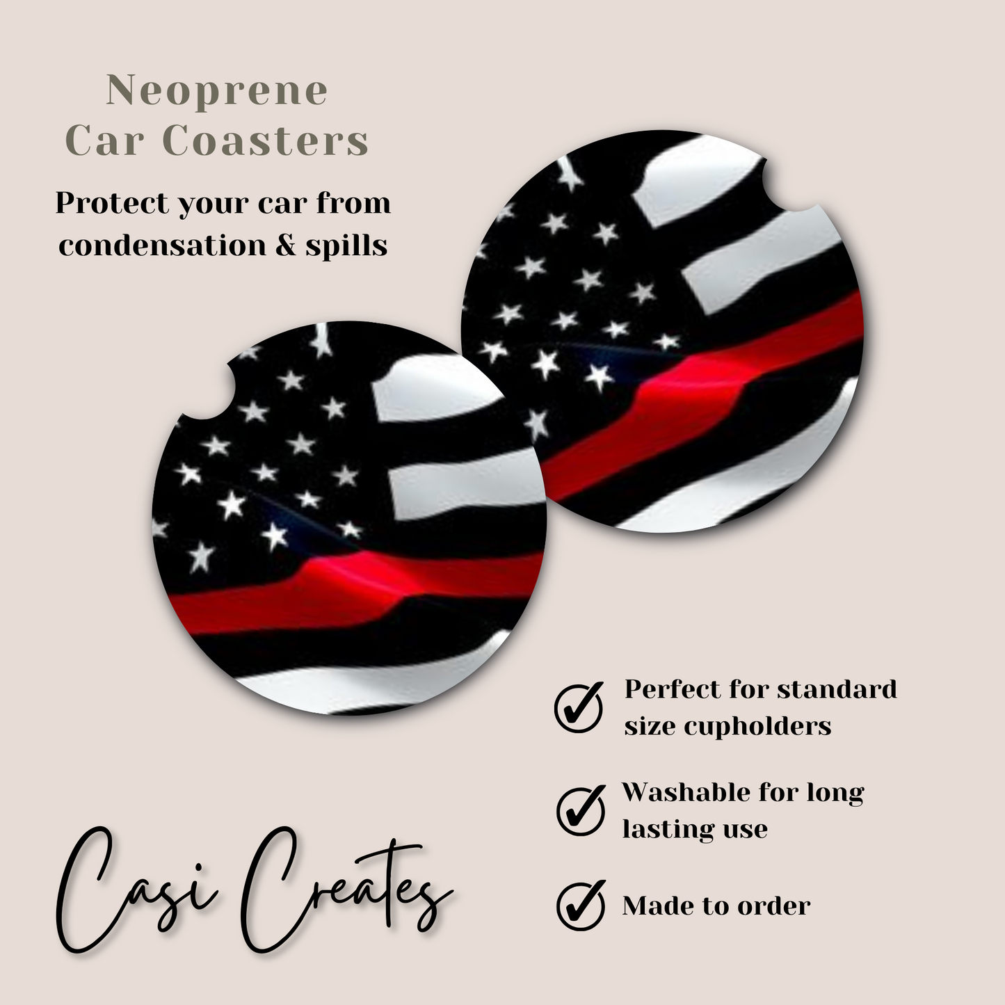 Red Line Flag Neoprene Car Coaster