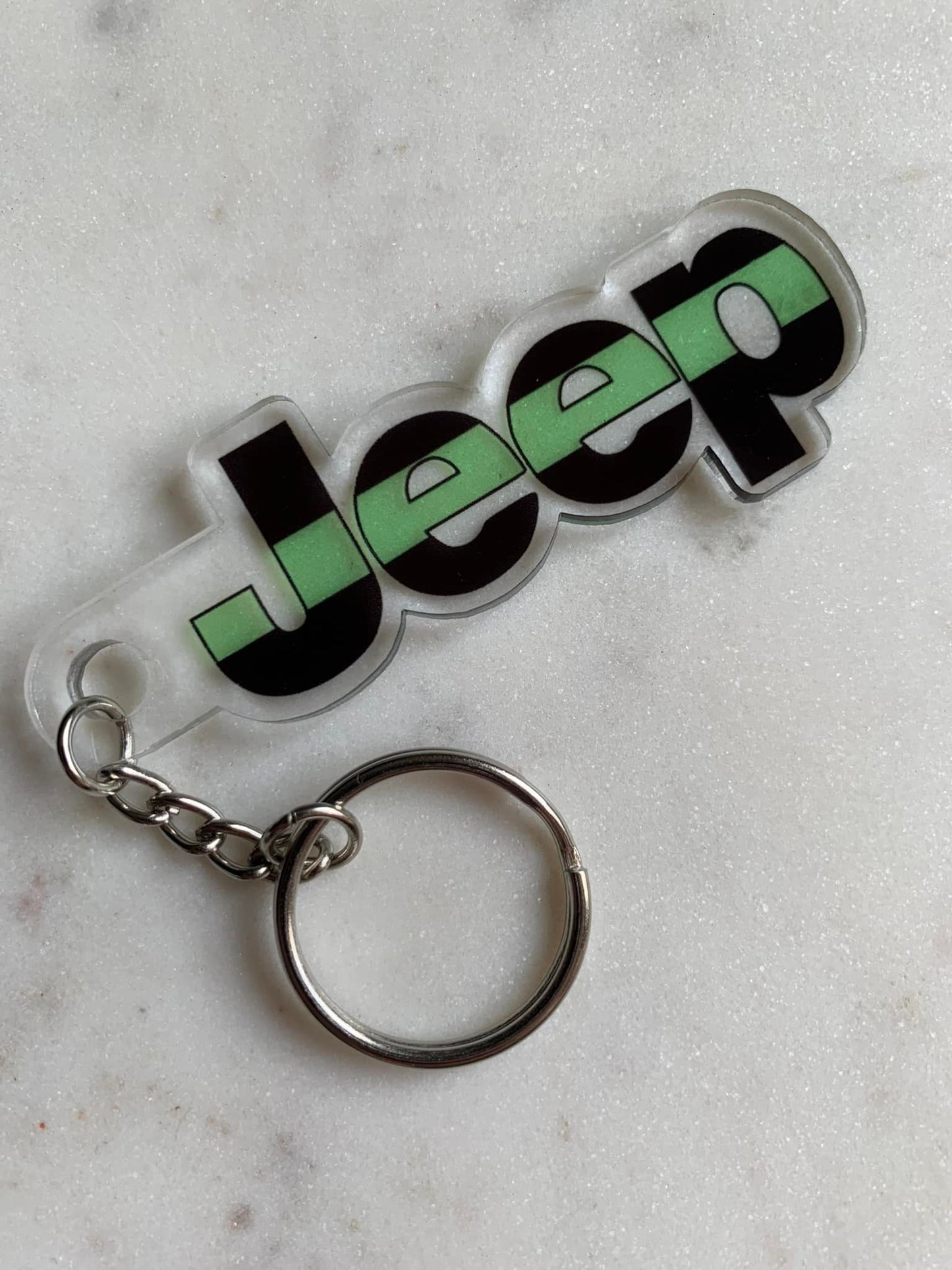Green Line Jeep Keychain
