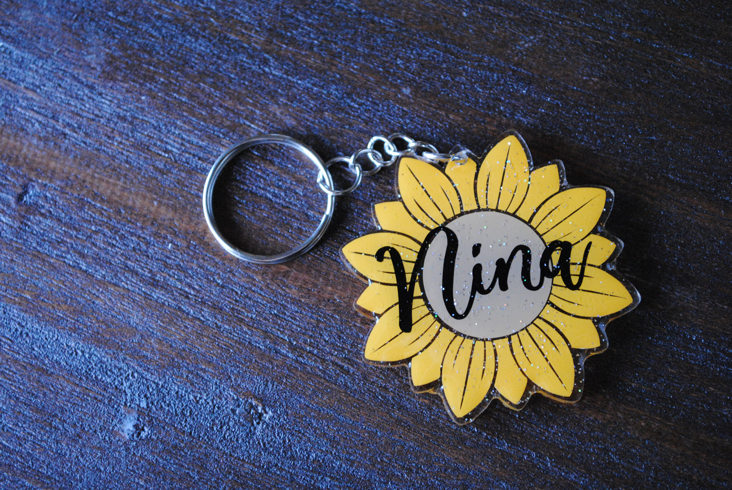 Custom Sunflower Keychain