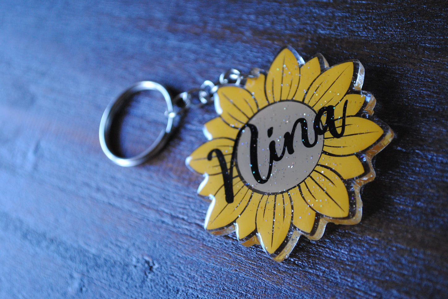 Custom Sunflower Keychain