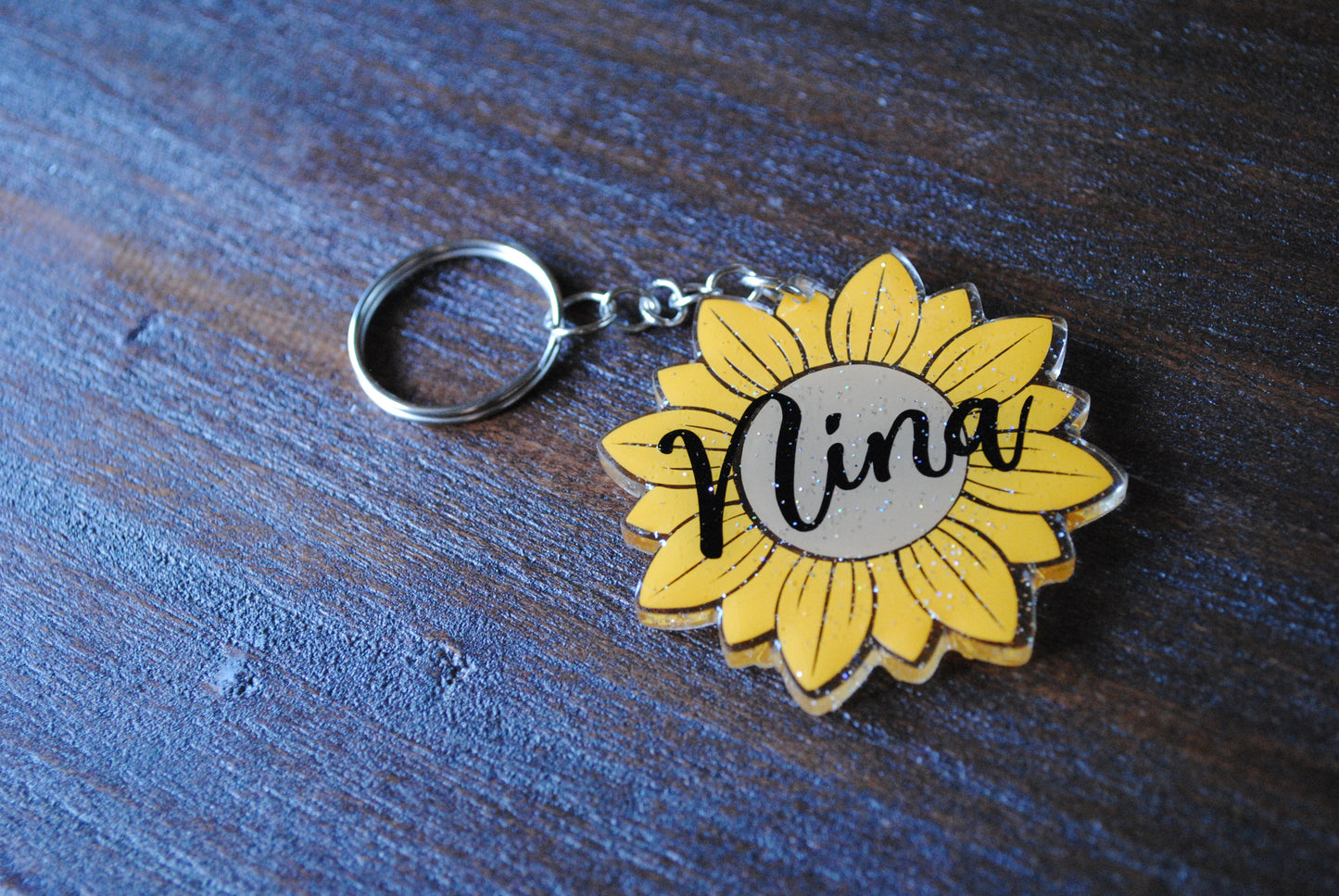 Custom Sunflower Keychain