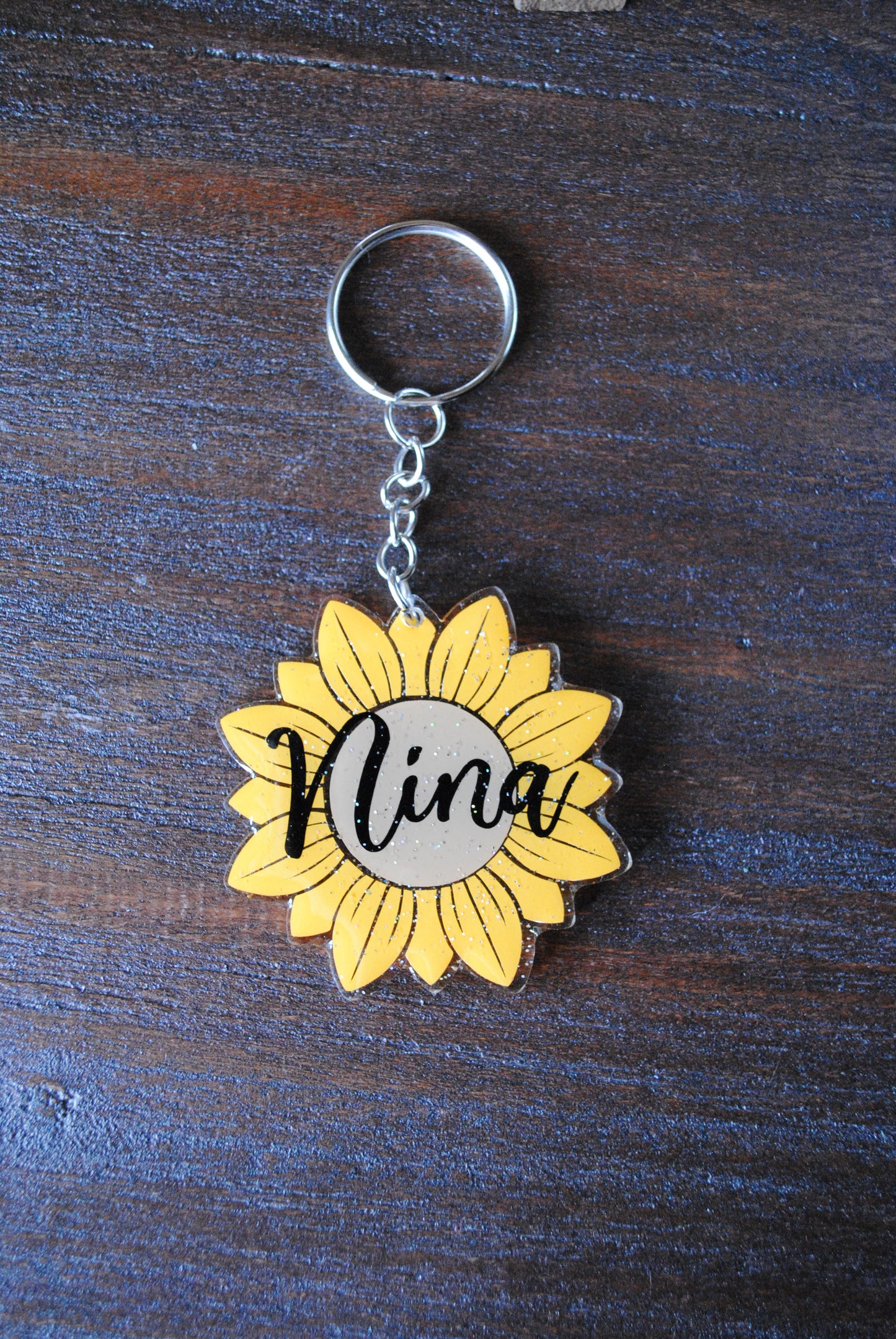 Custom Sunflower Keychain