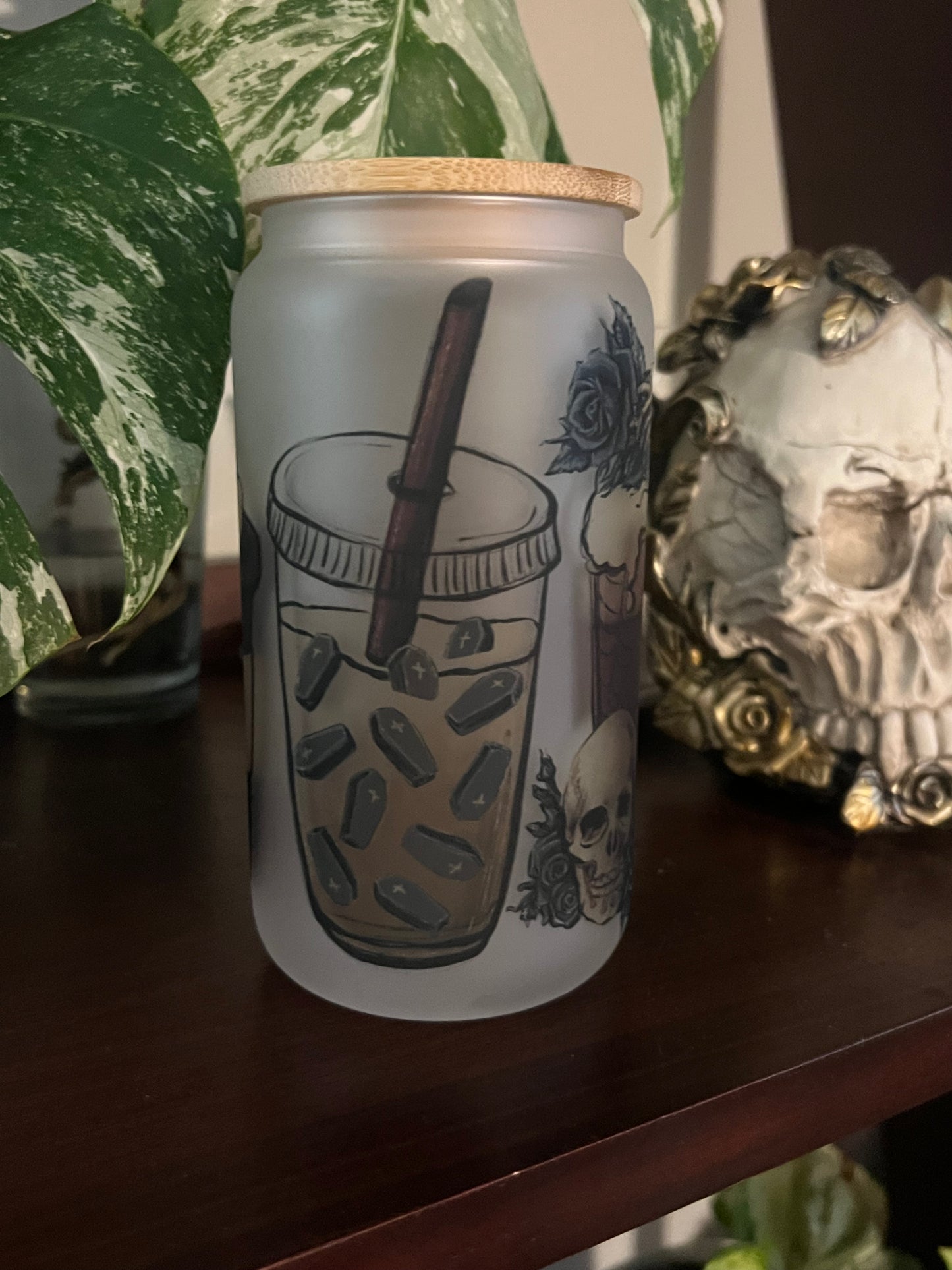 Deadly Coffee 16 oz Glass Tumbler