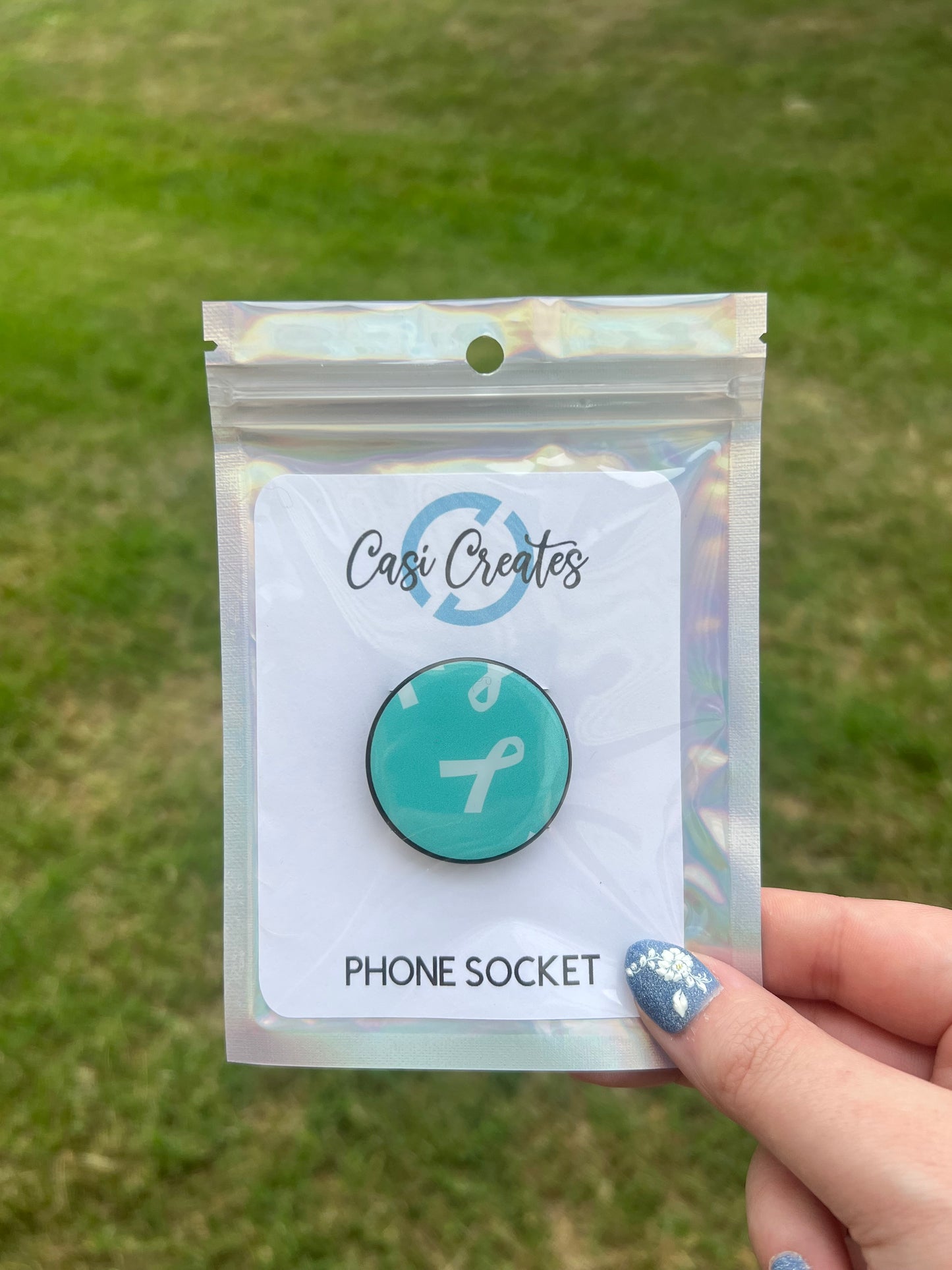 Awareness Ribbon (Teal) Phone Socket