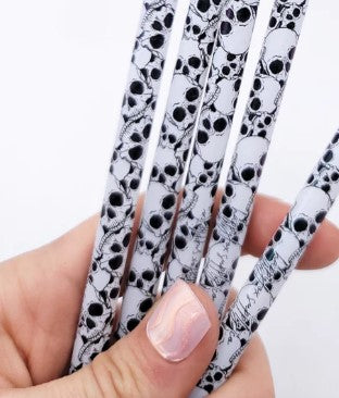 Black and White Skulls Straw